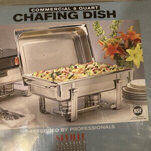 Seville Classics Commercial 9 Quart Rectangular Chafing Dish - Stainless Steel